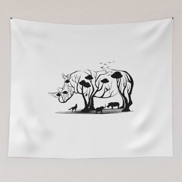 Item preview, Rhino Tree Chubby Unicorn Design Black Edition / Wildlife Animal Rights Nature Protector Nature Lover Climate Change Gift Idea designed and sold by SimonGs.