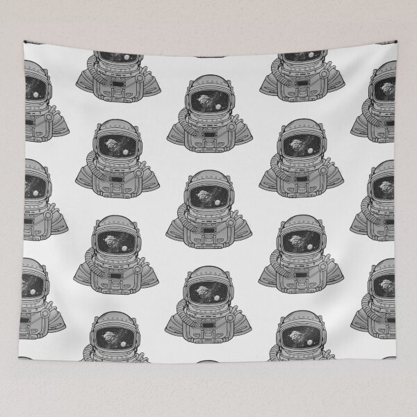 Item preview, SPACEMAN RAINBOW MEETS ASTEROID black and white/ Asteroid Day - digital art - by Iona Art Digital designed and sold by IonaArtDigital.