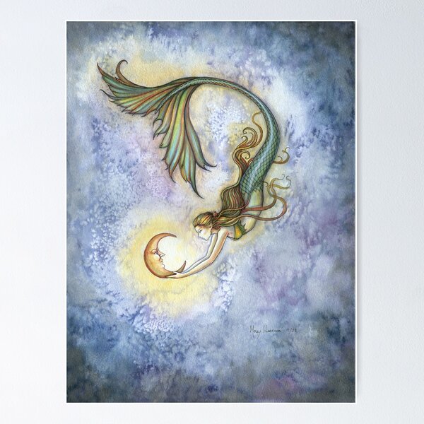 Item preview, Deep Sea Moon Mermaid Fantasy Art Illustration designed and sold by Molly  Harrison.