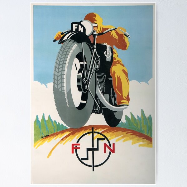 Retro Art Deco Motorcycle Ad from 1934 Poster