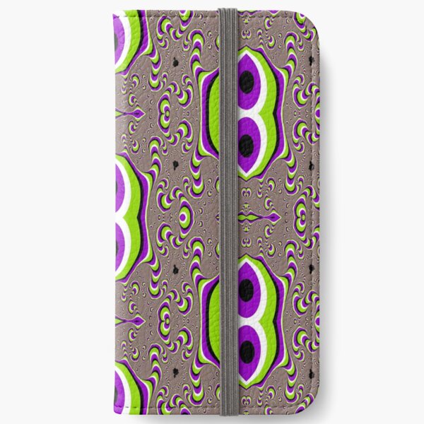 #Scrapbook, #design, #pattern, #repetition, abstract, illustration, square, color image, geometric shape, retro style iPhone Wallet