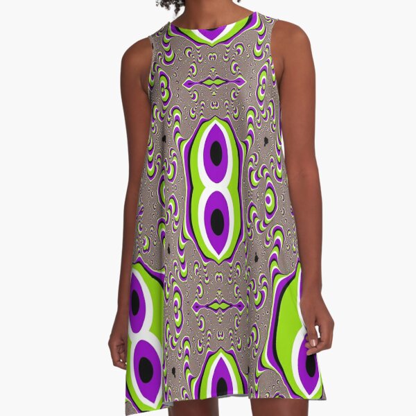 #Scrapbook, #design, #pattern, #repetition, abstract, illustration, square, color image, geometric shape, retro style A-Line Dress