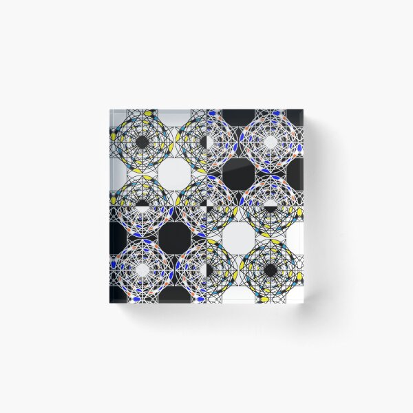 #Scrapbook, #design, #pattern, #repetition, abstract, illustration, square, color image, geometric shape, retro style Acrylic Block