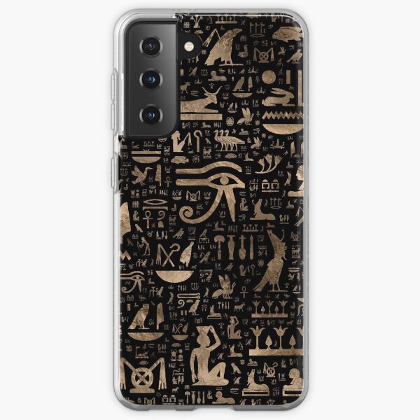 Ancient Egyptian hieroglyphs - Black and gold Samsung Galaxy Soft Case