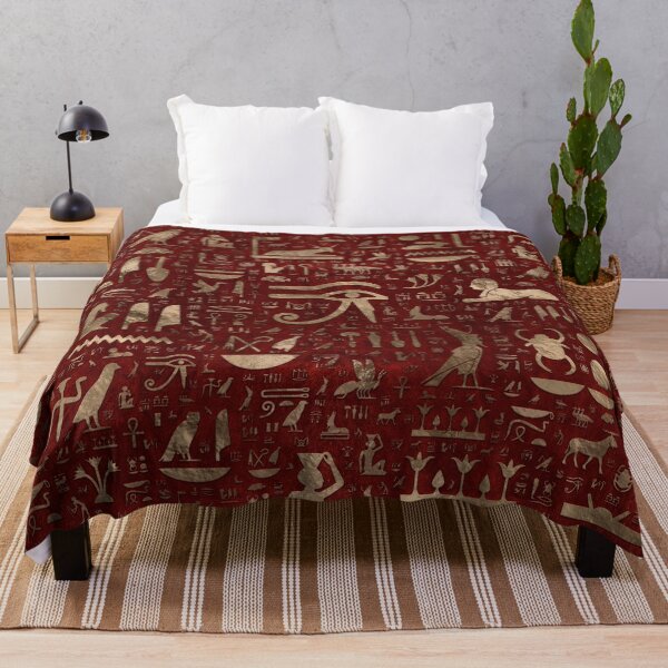 Item preview, Ancient Egyptian hieroglyphs - Red Leather and gold  designed and sold by k9printart.