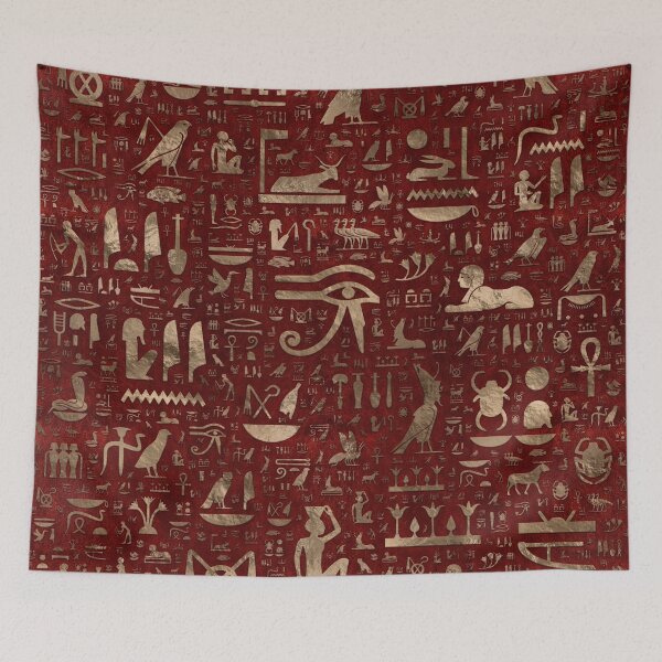 Item preview, Ancient Egyptian hieroglyphs - Red Leather and gold  designed and sold by k9printart.