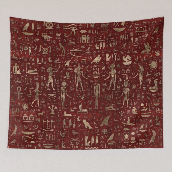 Item preview, Ancient Egyptian Gods and hieroglyphs - Red Leather and gold  designed and sold by k9printart.