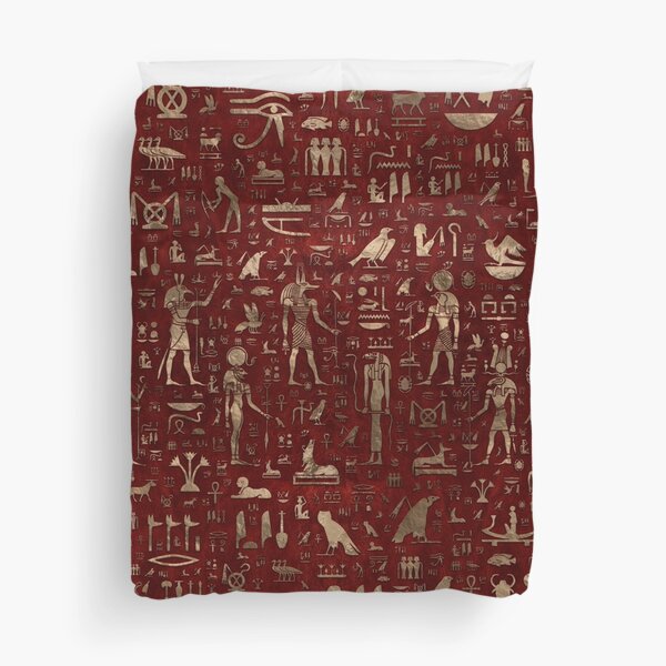 Item preview, Ancient Egyptian Gods and hieroglyphs - Red Leather and gold  designed and sold by k9printart.
