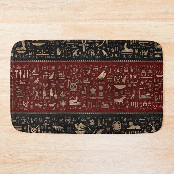 Item preview, Ancient Egyptian hieroglyphs - Black and Red Leather and gold  designed and sold by k9printart.