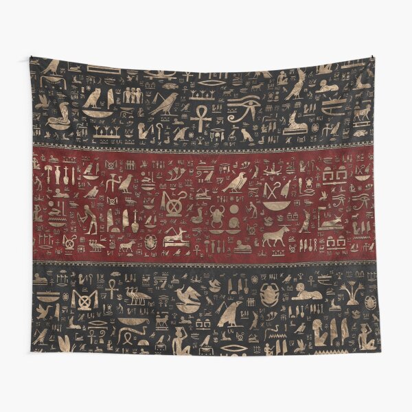 Item preview, Ancient Egyptian hieroglyphs - Black and Red Leather and gold  designed and sold by k9printart.