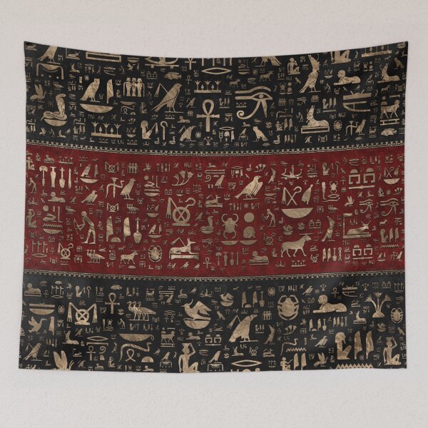 Item preview, Ancient Egyptian hieroglyphs - Black and Red Leather and gold  designed and sold by k9printart.
