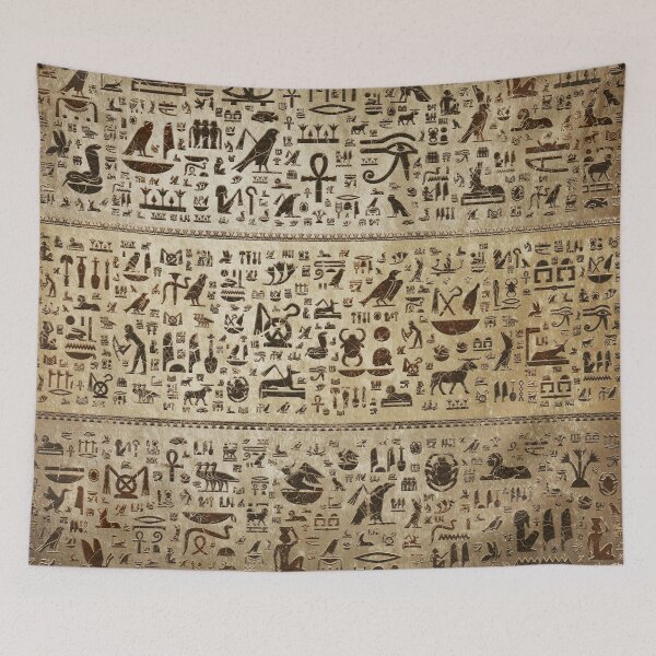 Item preview, Ancient Egyptian hieroglyphs - Vintage and gold designed and sold by k9printart.