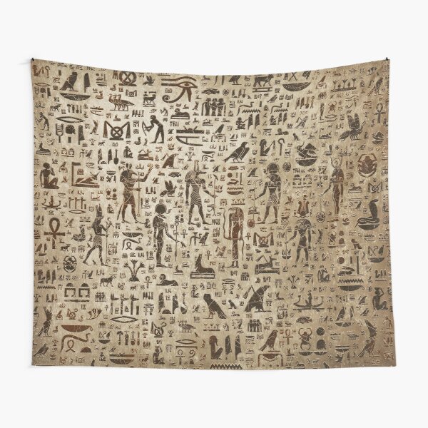 Item preview, Ancient Egyptian Gods and hieroglyphs - Vintage and gold designed and sold by k9printart.