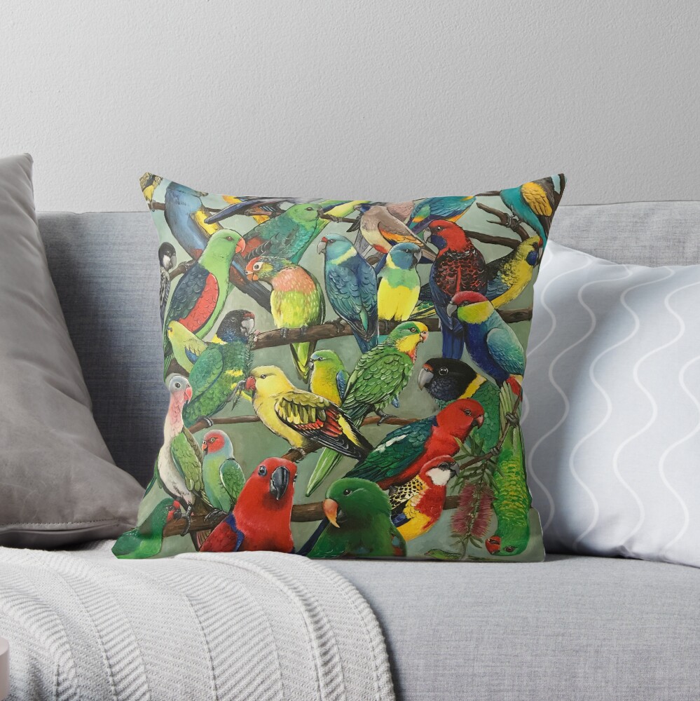 Australian Parakeets Throw Pillow