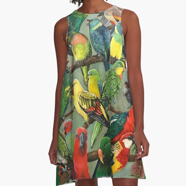 Australian Parakeets A-Line Dress