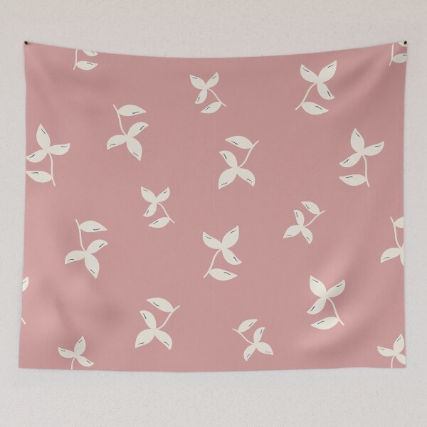 Item preview, White leaves pattern on pink backgroung designed and sold by HannaPaulina.