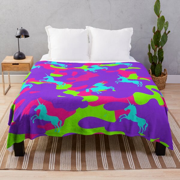 Item preview, Unicorns on Neon Purple Pink and Lime Green Camo Camouflage designed and sold by funnytshirtemp.