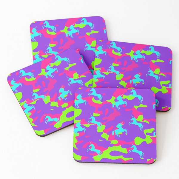 Item preview, Unicorns on Neon Purple Pink and Lime Green Camo Camouflage designed and sold by funnytshirtemp.