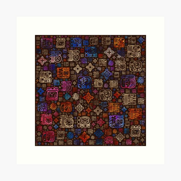 Aperçu de l'œuvre Modèle de glyphes et d'ornements maya # 3 créée et vendue par k9printart.