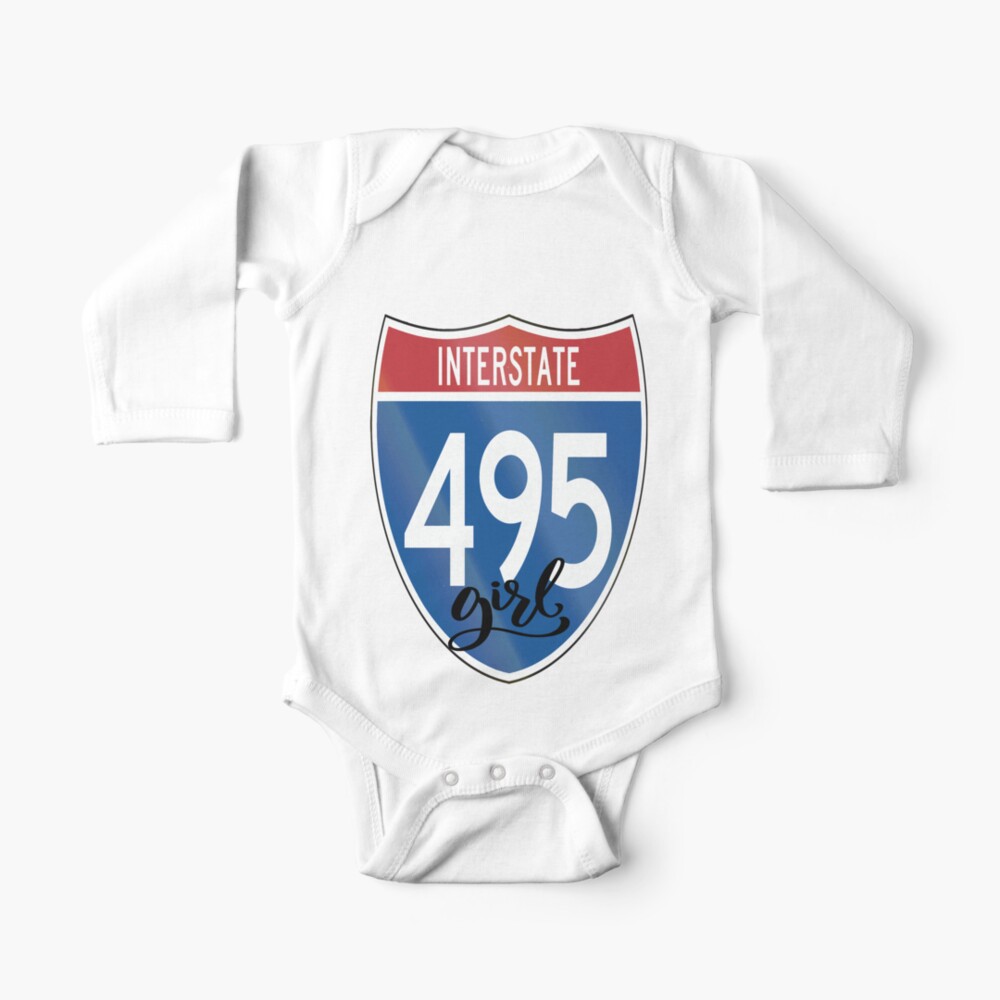 495 Sign Girl Long Island New York Interstate Long Island New York Raised Me Baby One Piece By Projectx23 Redbubble