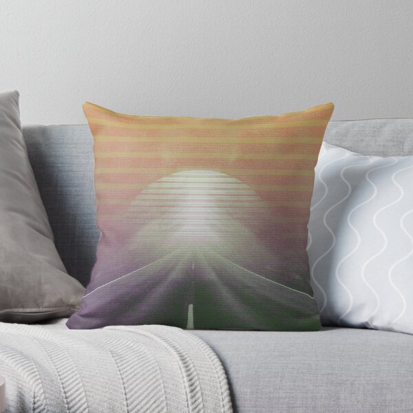 "Play" Series - Vaporwave Road Throw Pillow