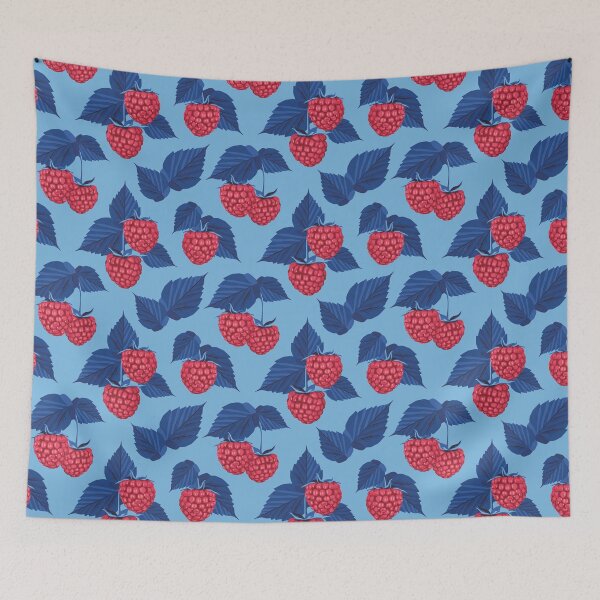Item preview, Raspberry on blue background designed and sold by lents.