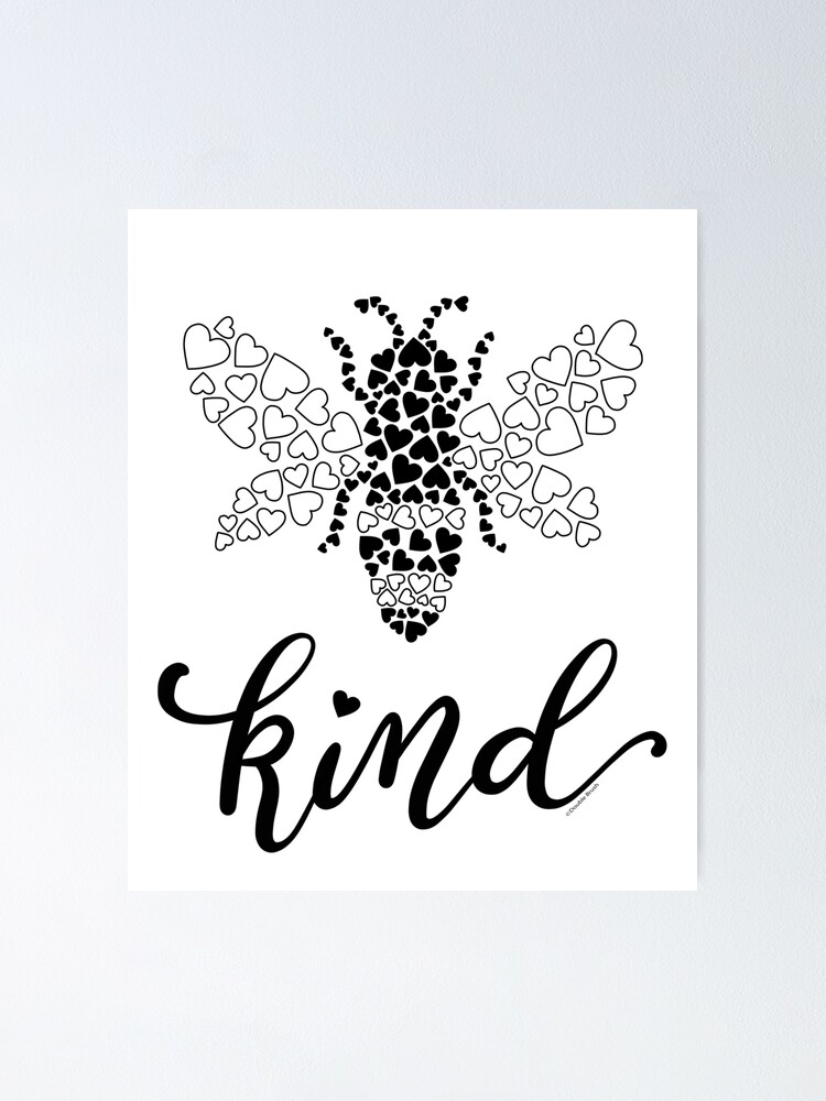 Be kind lovely bee heart design - Bee Kind Funny Bee - Posters and Art  Prints