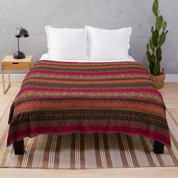 Earthy African Ombre Mud Cloth Throw Blanket