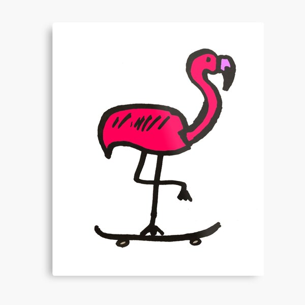 flamingo skate small Metal Print