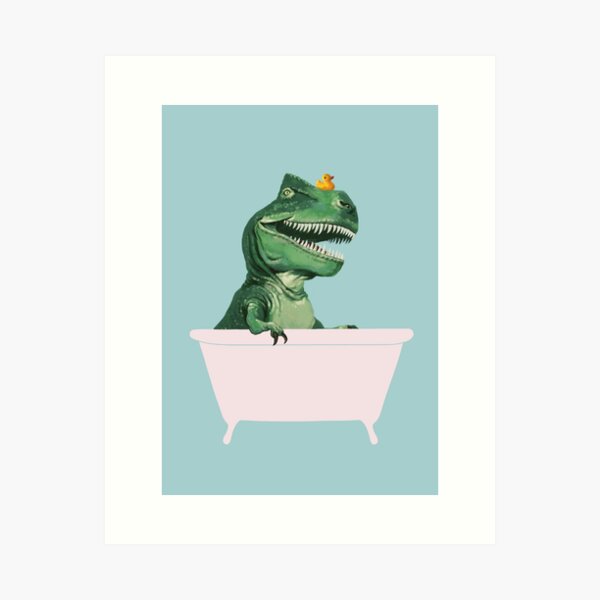 Item preview, Playful T-Rex in Bathtub in Green designed and sold by bignosework.
