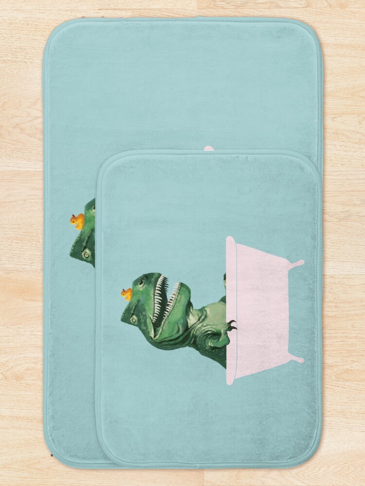 Alternate view of Playful T-Rex in Bathtub in Green Bath Mat