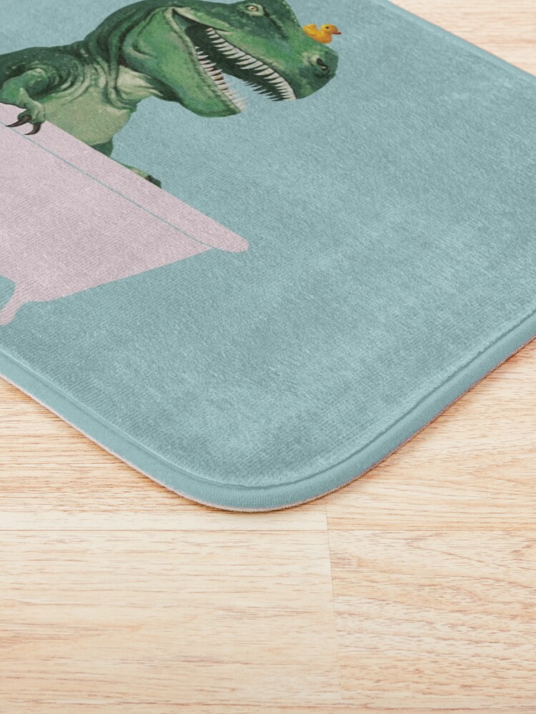 Alternate view of Playful T-Rex in Bathtub in Green Bath Mat