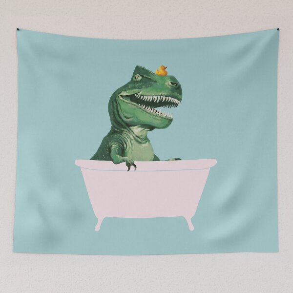 Item preview, Playful T-Rex in Bathtub in Green designed and sold by bignosework.