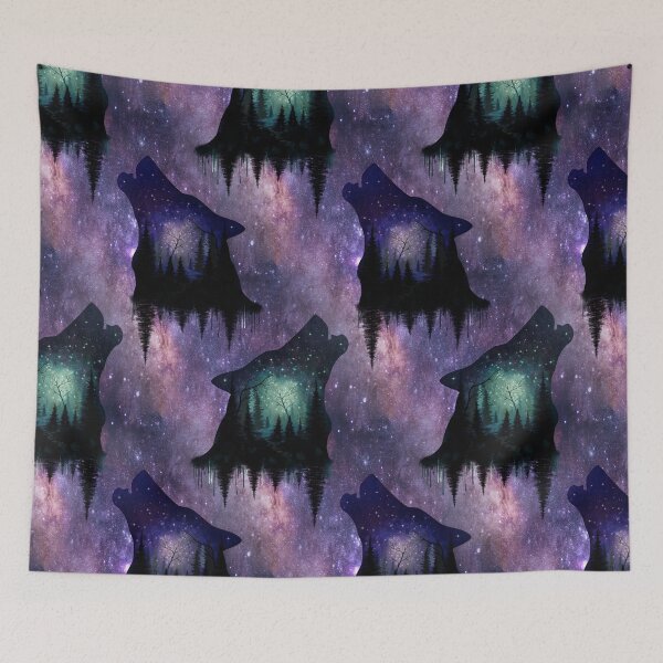 Item preview, Galaxy wolf forest designed and sold by BlueMothShop.