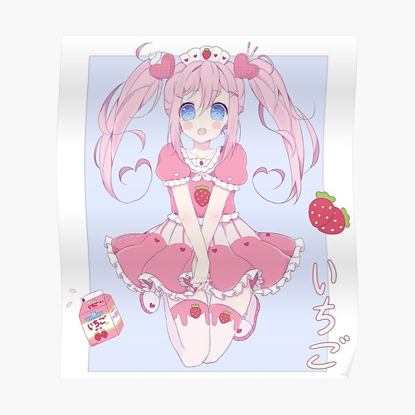 Cute Japanese Kawaii Anime Aesthetic Pink Strawberry Milk 