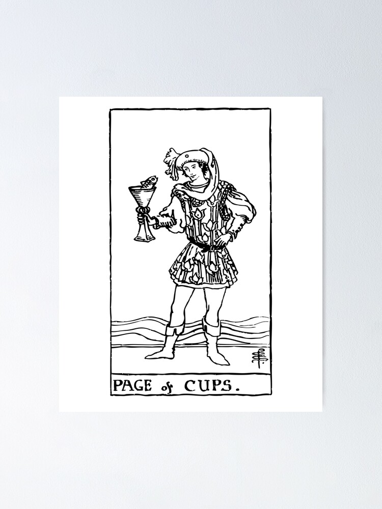 Tarot Card : Page of Cups black & white Poster for Sale by  tarotcarddesign