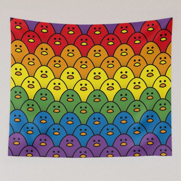Item preview, Bold Rainbow Coloured Chicks in Horizontal Double Rows designed and sold by CleverPencil.