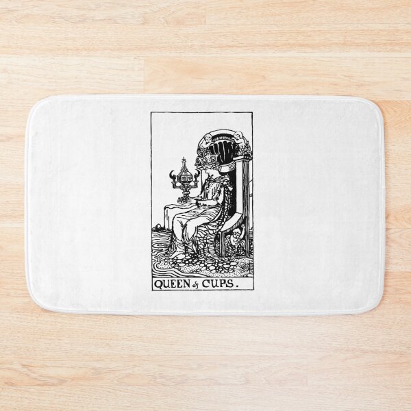 Item preview, Tarot Card : Queen of Cups black & white designed and sold by tarotcarddesign.
