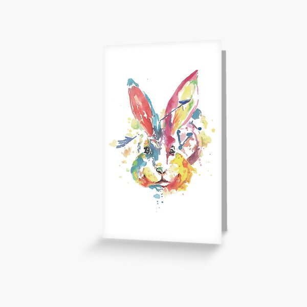 Rabbit Watercolor Drawing Bunny Art Greeting Card