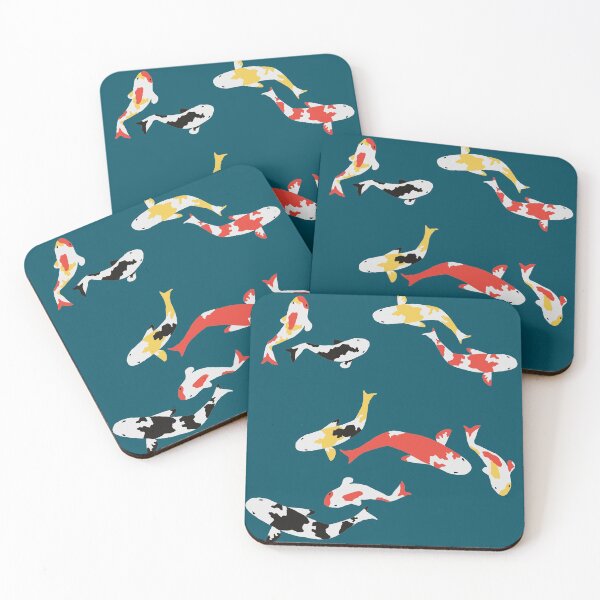 Item preview, Multicolored Koi Pattern on Cyan designed and sold by designcardinal.