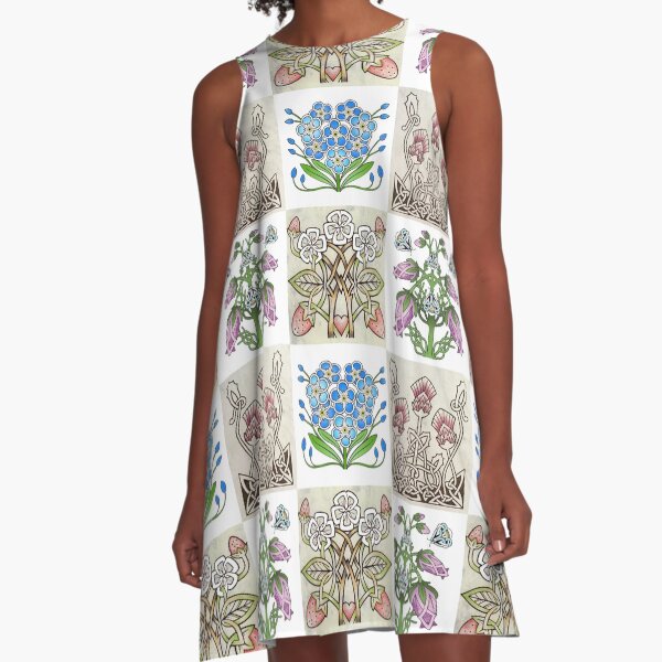 4 Celtic Flowers A-Line Dress