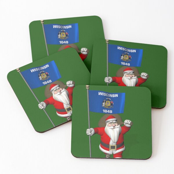 Item preview, Santa Claus With Flag Of Wisconsin designed and sold by Mythos57.