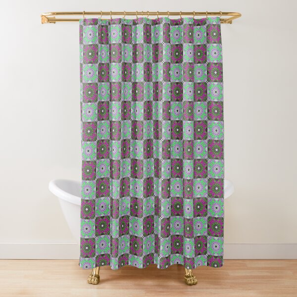 #Scrapbook, #design, #pattern, #repetition, abstract, illustration, square, color image, geometric shape, retro style Shower Curtain