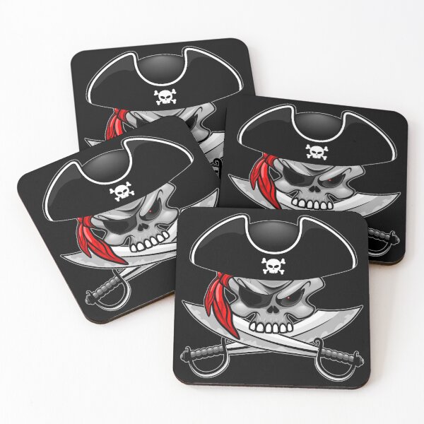 Item preview, Pirate Skull with Crossed Sabers and Red Bandana designed and sold by BluedarkArt.