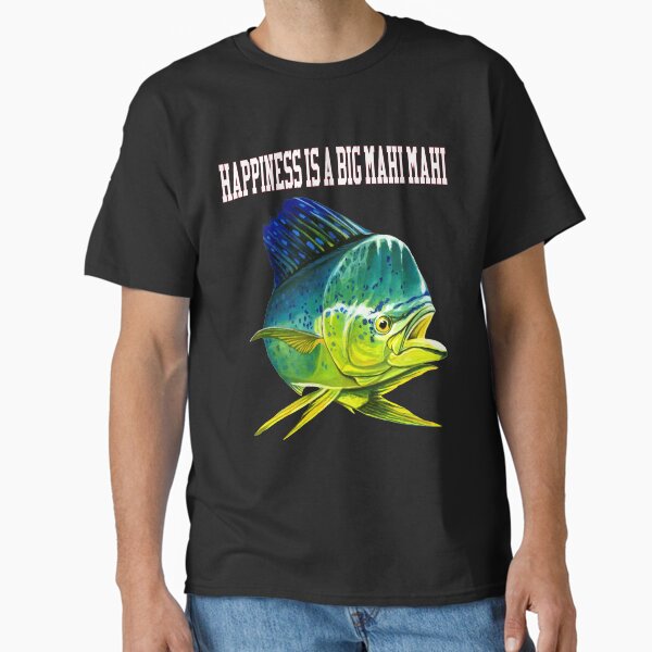 Vista previa del artículo con la obra «La felicidad es un gran fanático de la pesca Mahi Mahi», diseñado y vendido por fantasticdesign.