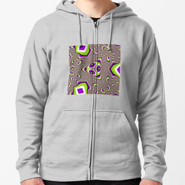 Op art - art movement, short for optical art, is a style of visual art that uses optical illusions Zipped Hoodie