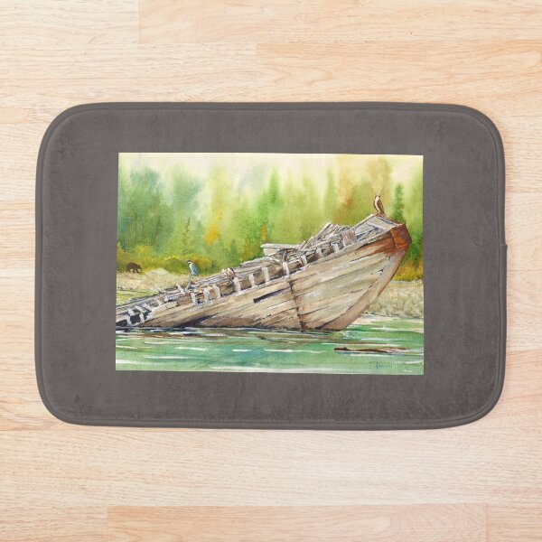 Aperçu de l'œuvre Aquarelle Vieille Péniche créée et vendue par Fuzzybutt Studios.