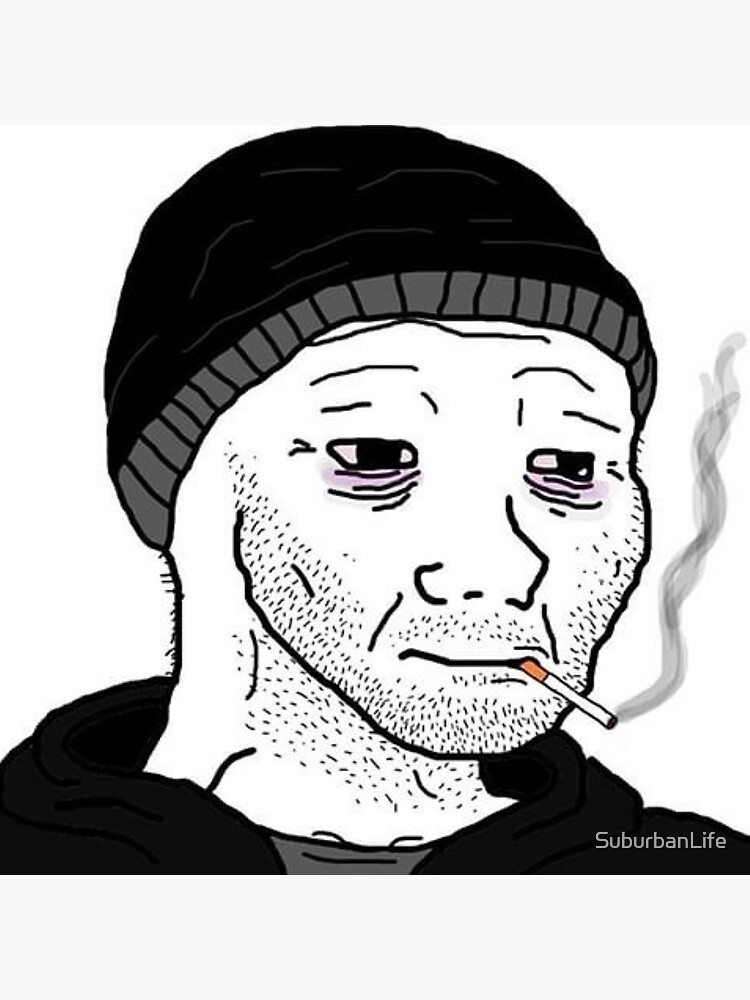 Wojak Doomer Smoking During Night Walk - Wojak Feels Guy