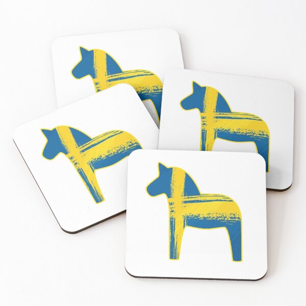 Item preview,  Dala Horse Swedish Flag Painted Distressed Sweden Dalahost designed and sold by funnytshirtemp.