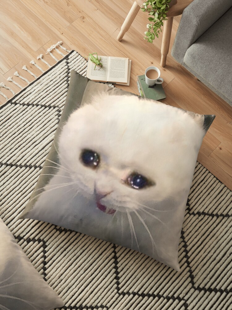 "Crying Cat Meme" Floor Pillow by cherrygloss | Redbubble